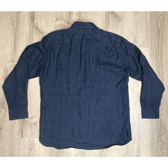 Tommy Bahama Men’s 100% Linen Long Sleeve Shirt Navy Size L - Picture 6 of 6